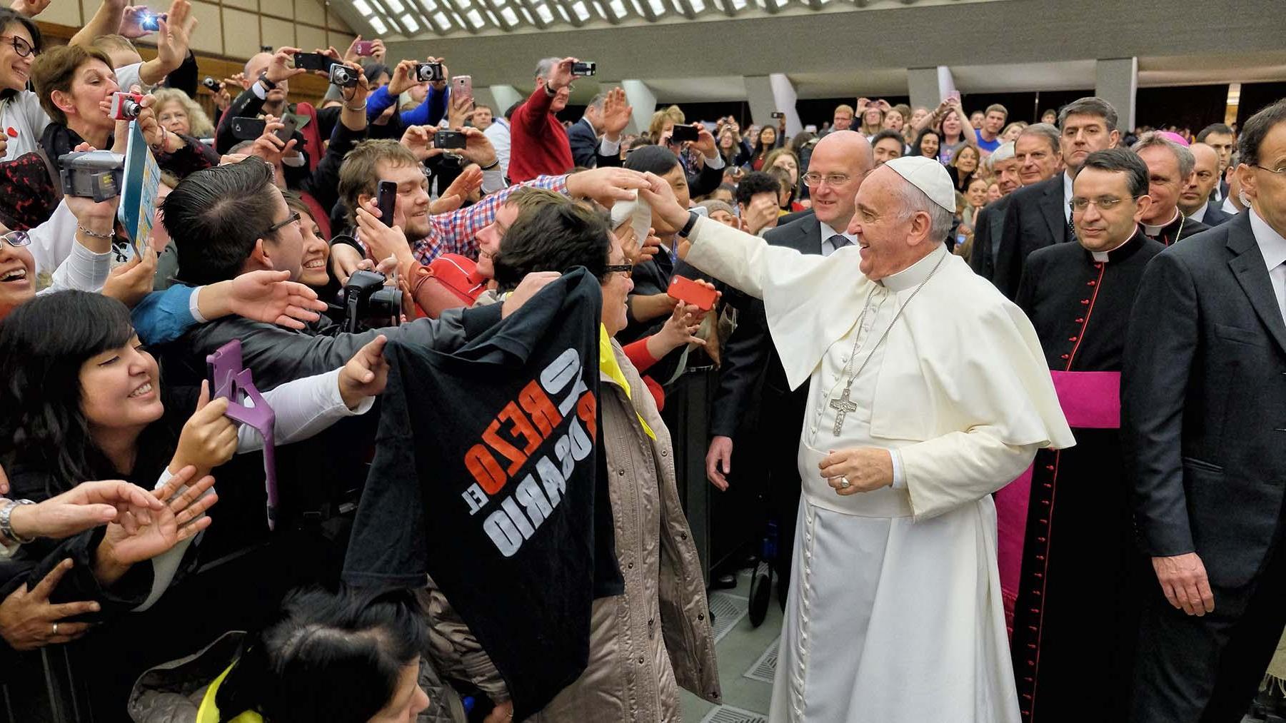 Pope Francis and University of Mary Student Exchange Zucchettos